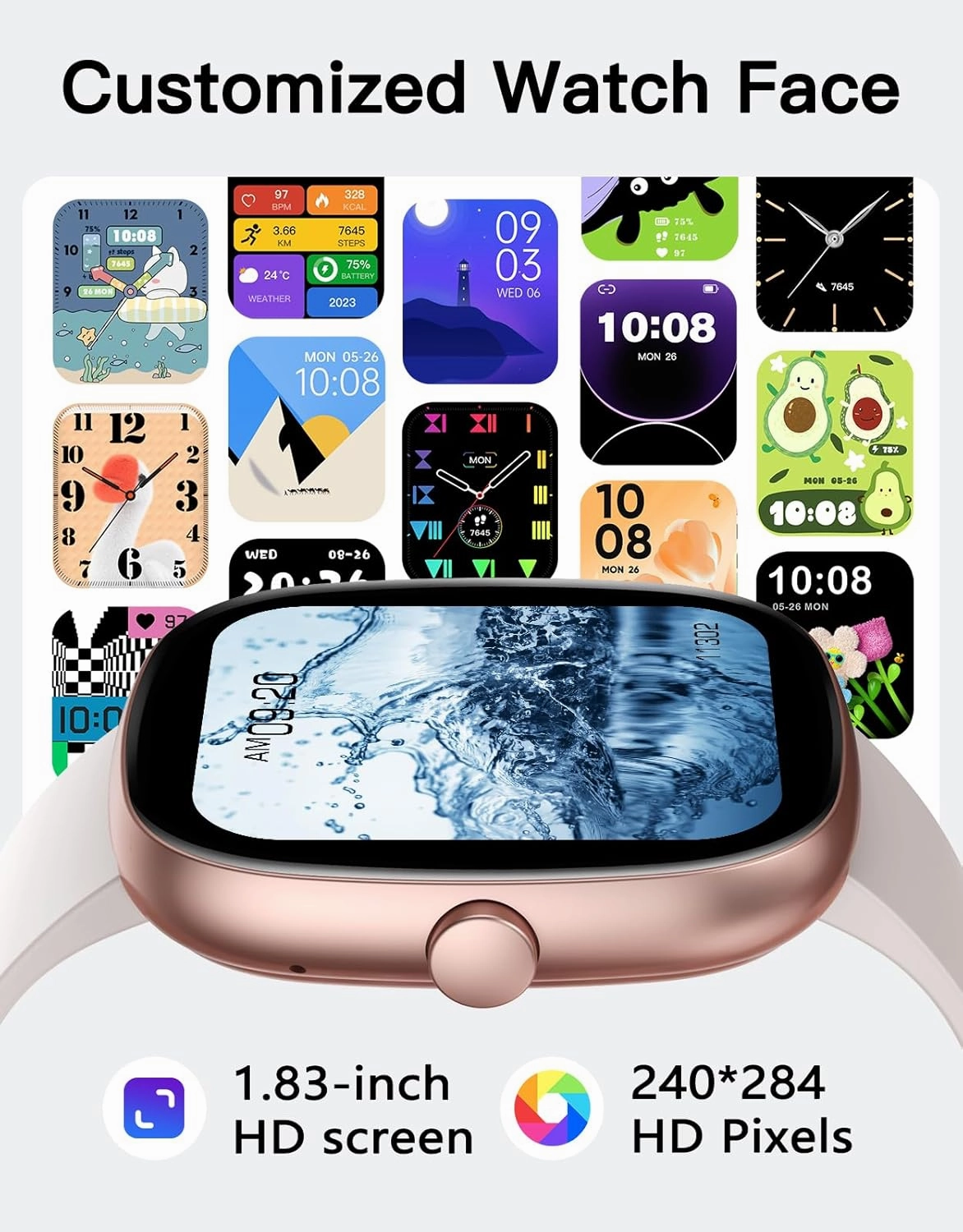 Fitness Tracker 2025 Ver. (Answer/Make Calls), 1.85" Smart Watch Fitness Watches for Women Men with 24/7 Heart Rate Blood Oxygen Monitor Sleep Tracker 100  Sport Modes IP68 Waterproof (Starlight)