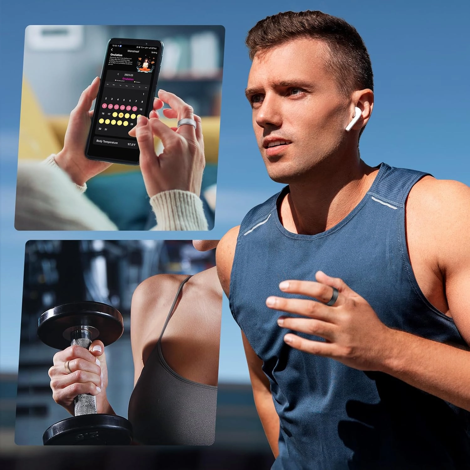 Fitness Tracker, Smart Ring for Women Men, Fitness Ring with Sleep Tracker, 24/7 Heart Rate Monitor, Health Activity Trackers, Step Counter,Calorie Pedometer,No Subscription,for iOS Android(Black,#10)