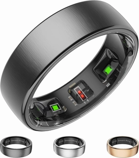 Fitness Tracker, Smart Ring for Women Men, Fitness Ring with Sleep Tracker, 24/7 Heart Rate Monitor, Health Activity Trackers, Step Counter,Calorie Pedometer,No Subscription,for iOS Android(Black,#10)