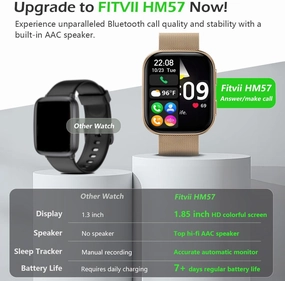 FITVII Health & Fitness Tracker (Answer/Make Calls), Smart Watch with 24/7 Heart Rate and Blood Pressure, Sleep Tracking, Blood Oxygen Monitor, 120  Sport Mode Activity Tracker for Women Men