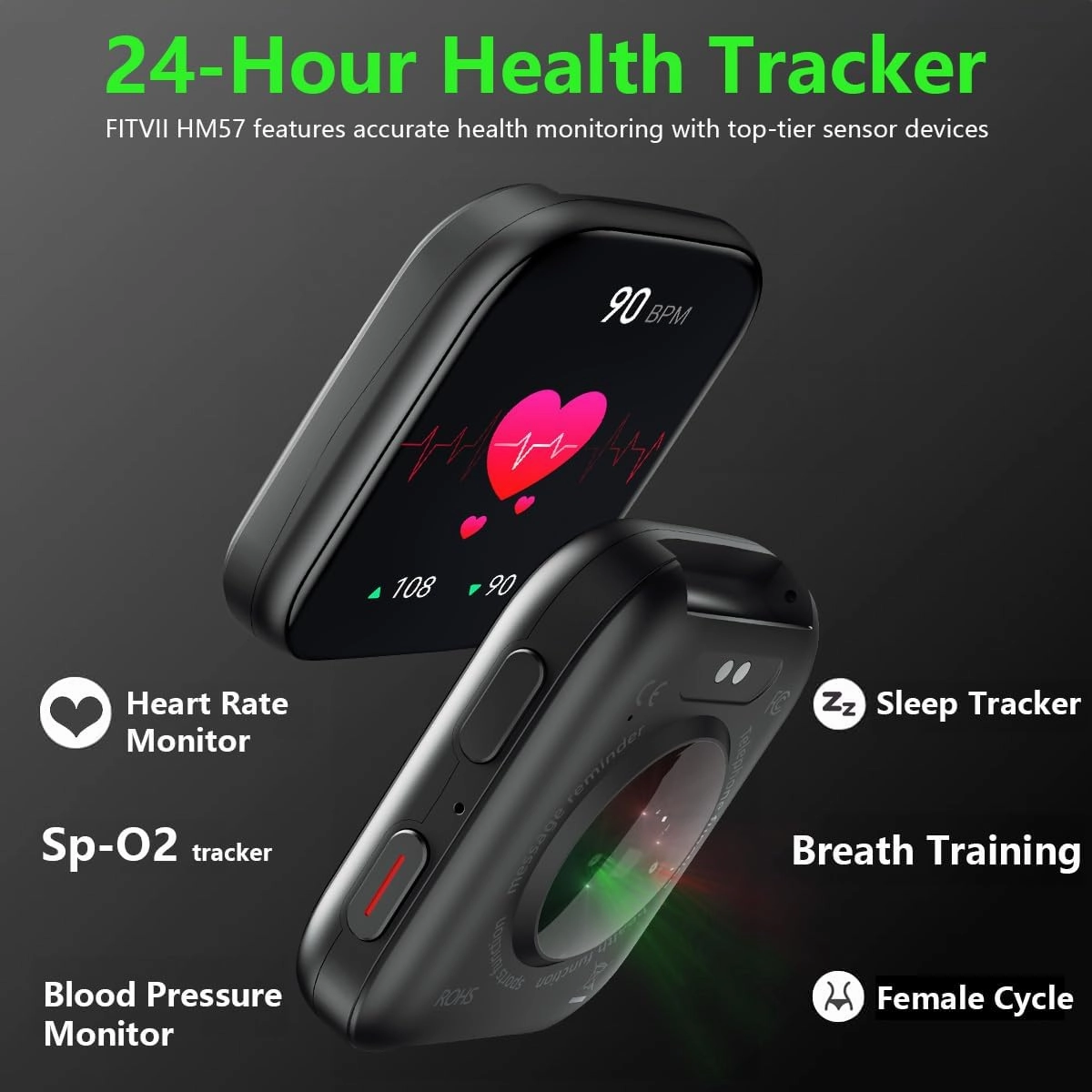 FITVII Health & Fitness Tracker (Answer/Make Calls), Smart Watch with 24/7 Heart Rate and Blood Pressure, Sleep Tracking, Blood Oxygen Monitor, 120  Sport Modes Activity Tracker for Women Men