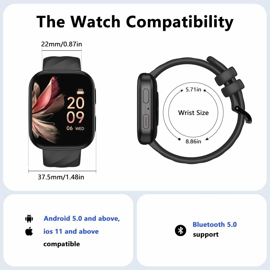 FITVII Health & Fitness Tracker (Answer/Make Calls), Smart Watch with 24/7 Heart Rate and Blood Pressure, Sleep Tracking, Blood Oxygen Monitor, 120  Sport Modes Activity Tracker for Women Men