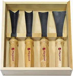 Flexcut Carving Tools Sculptor's Set MC175 | 4-Piece Mallet Wood Carving Kit Chisels and Gouges, Made in the U.S.A.