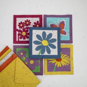 Flower Garden Themed Eco-friendly Greeting Cards - Custom Set of 5 - Make Your Own Set
