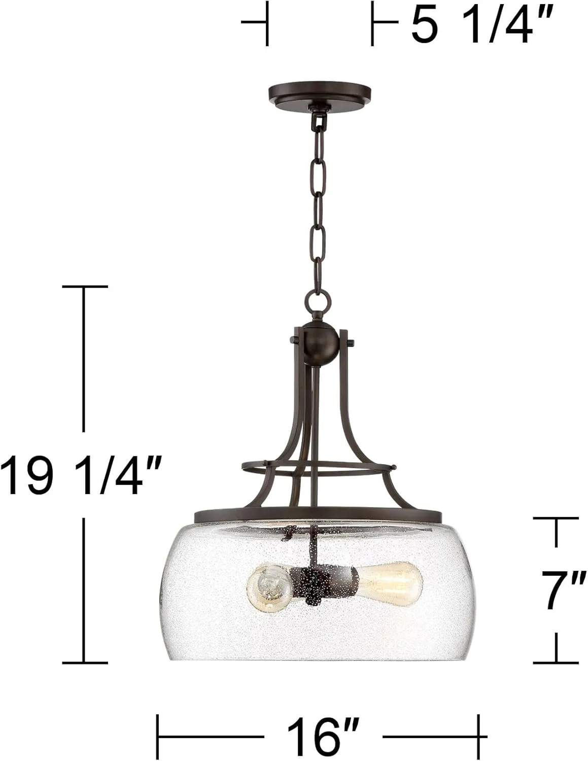 Franklin Iron Works Charleston Painted Bronze Iron Pendant Chandelier 16" Wide Rustic Farmhouse Clear Glass Shade LED 3-Light Dining Room House Foyer Entryway Kitchen Bedroom Living Room Ceilings