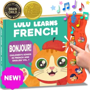 French Books for Kids Vol. 1: Musical French Baby Book Learning Toys w/English, Bilingual Language Interactive Toy for Toddlers, Babies, Boys, Girls & Children