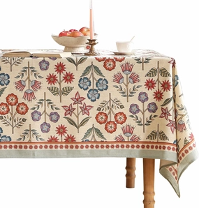 French Linen Table Cloth Square Tables,Vintage Tablecloths with Multiple Prints,Soft and Durable Tablecloths,Decor Table Cover for Kitchen,Dining,Tea Party,Home,Christmas,67"*67"