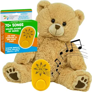 Friendly Songs Singing Bear - 19" Singing Stuffed Animal Named Honey The Bear Comes with a Sound Module which Holds 2 Hours of MP3 Audio