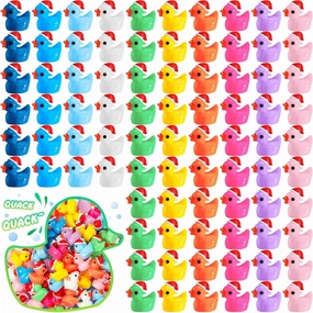 Fumete 200 Pcs Christmas Mini Resin Tiny Duck Figures Miniature Christmas Hat Duck Micro Landscape Garden Dollhouse Decor Charms Beads for Xmas Accessories DIY Craft Supplies(Multicolor,Cute)