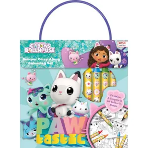Gabby's Dollhouse Bumper Carry Along Colouring Set - Crayons Colour-In Sheets Creative Fun On-the-Go