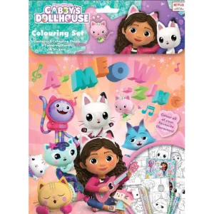 Gabby's Dollhouse Colouring Set - Colouring Sheets Colouring Pencils Stickers Creative Fun