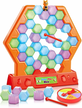 Gamie Save The Bee Toys - Game for Kids - Interactive Stacking Game and Tumbling Bee Games - Educational Learning Toy, Board Games for Kids - Fun Great Birthday Gift for Boys and Girls