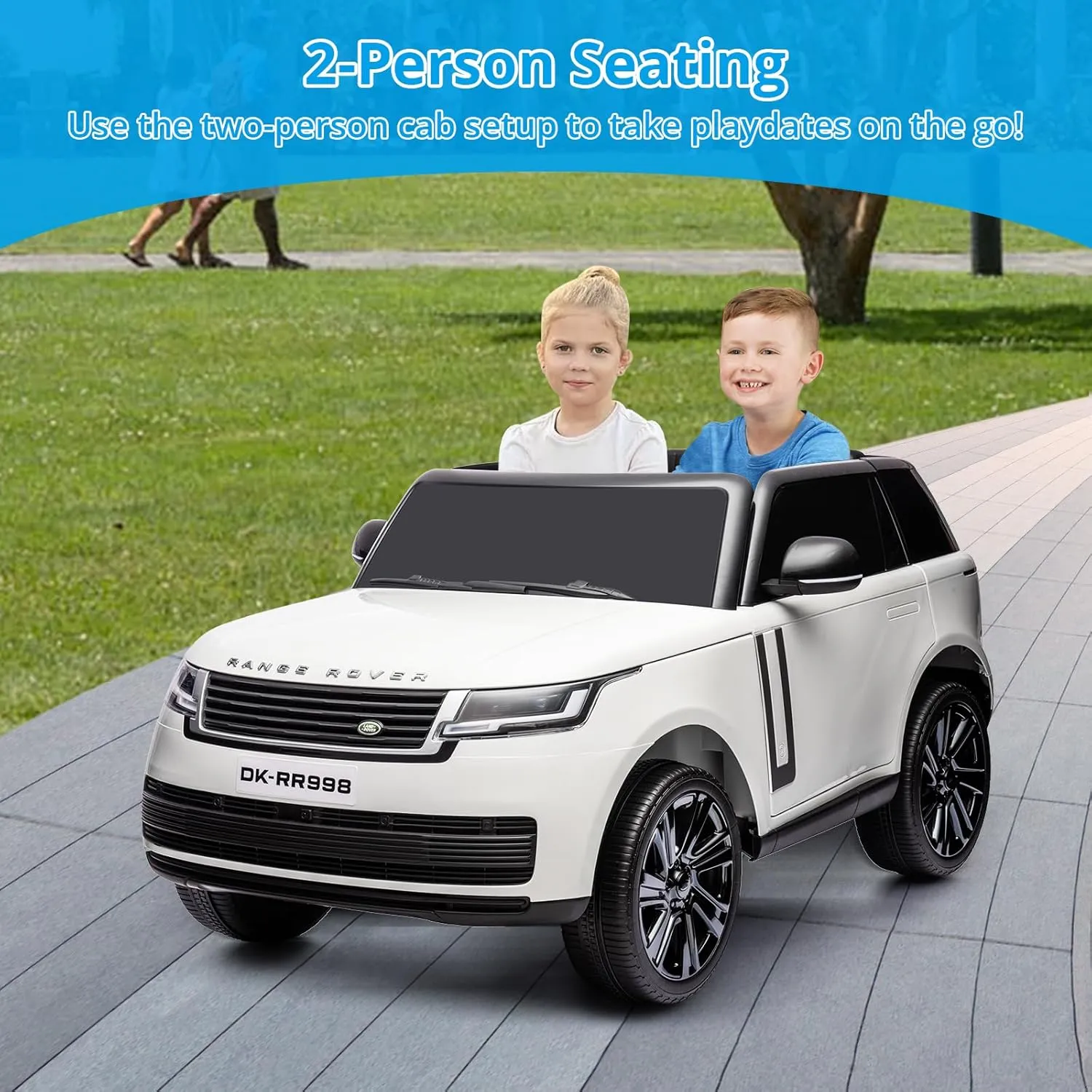 GAOMON 24V 2-Seater Licensed Land Rover Ride On Car Toy w/Parent Remote Control, 3 Speeds, Wireless Music, MP3 Player, Electric Car for Kids Ages 37-95M,White
