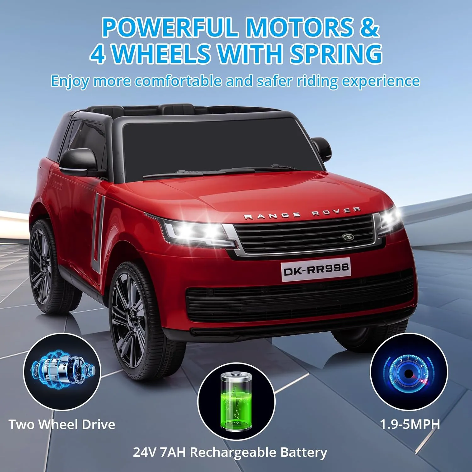 GAOMON 24V 2-Seater Licensed Land Rover Ride On Car Toy w/Parent Remote Control, 3 Speeds, Wireless Music, MP3 Player, Electric Car for Kids Ages 37-95M,Wine Red