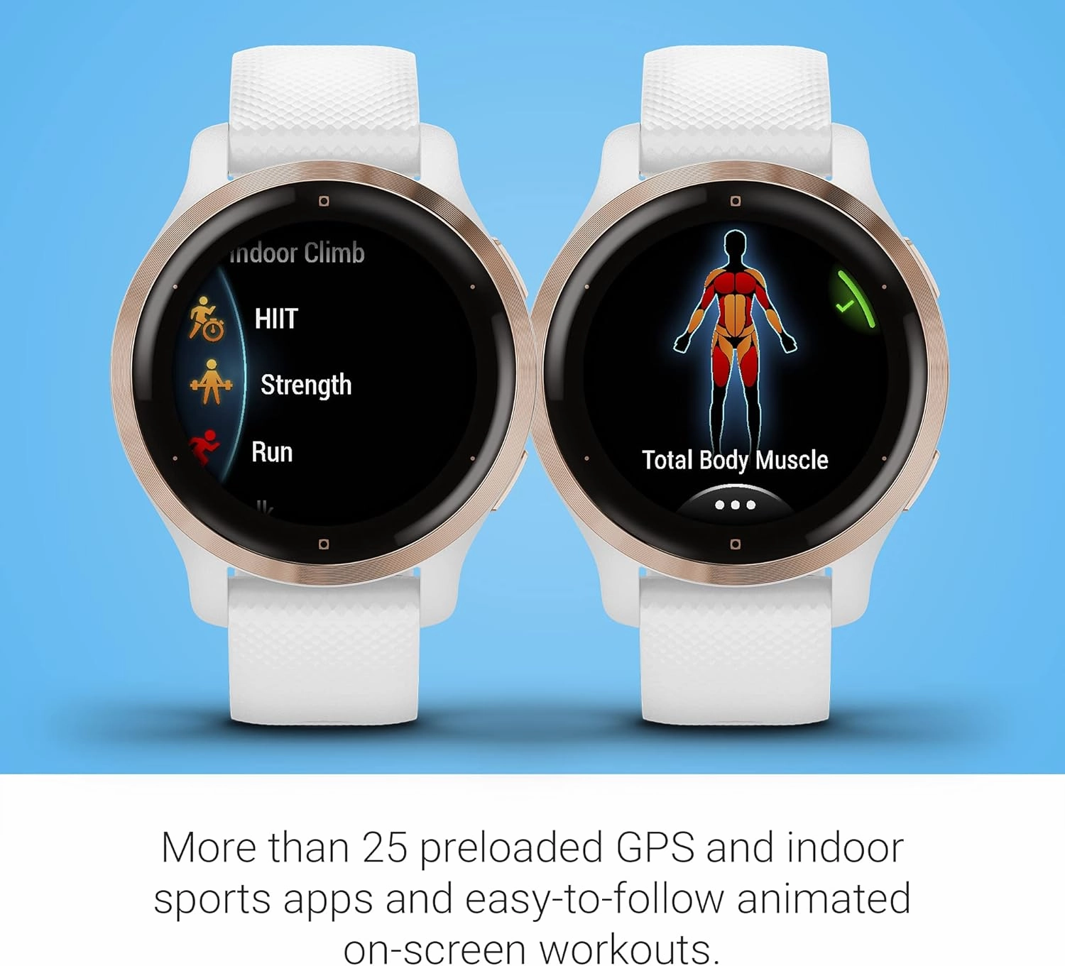 Garmin Venu 2S, Smaller-sized GPS Smartwatch with Advanced Health Monitoring and Fitness Features, Rose Gold Bezel with White Case and Silicone Band