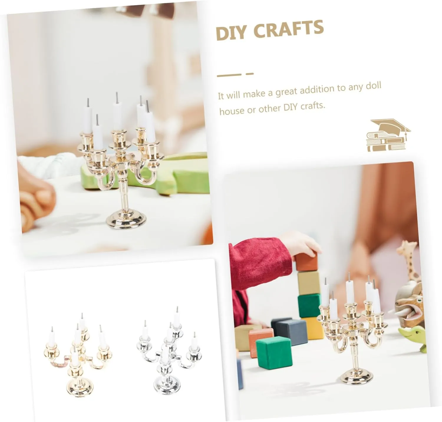 Garneck 2 Sets Kits Mini Candle Holders for Dollhouse Decor Alloy Candlestick Accessories for Micro Landscape Dining for Christmas Parties