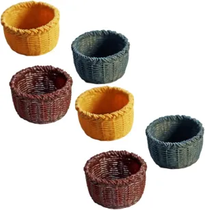 Garneck 4sets 6pcs Mini Storage Baskets Dollhouse Accessories Charming Display Baskets for Mini House Crafts Furniture Decorative Ornament for Micro Landscapes 6pcs*4