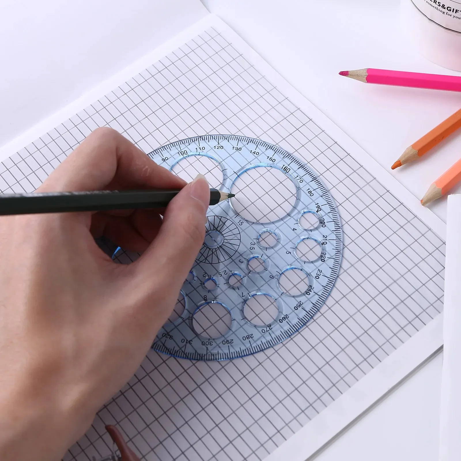 Geometric Template Plastic Ruler Multifunction Measuring Circles Stencils for Drawing Shapes and Designs
