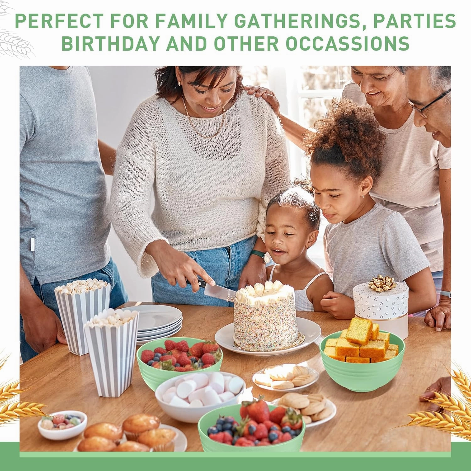 Geosar 18 Pcs Unbreakable Cereal Bowls 24 Oz Microwave and Dishwasher Safe Wheat Straw Fiber Lightweight Bowl for Soup Kitchen Serving Salad Dishes Oatmeal(Green)