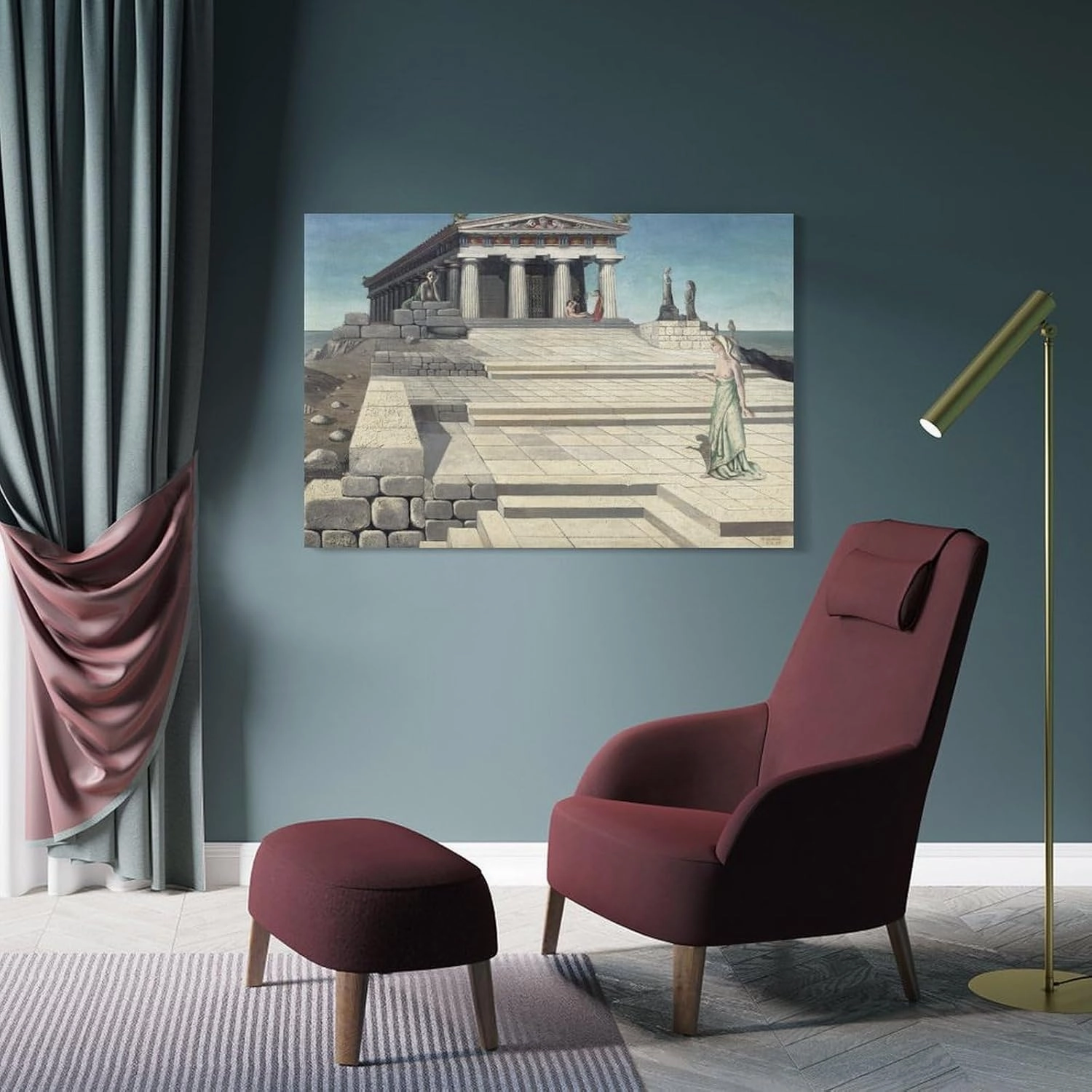 GHUYTKN PAUL DELVAUX Le Temple (2) High-Definition Spray-Painted Oil Paintings for Versatile Decor - Home & Commercial Posters Wall Art Painting Canvas Living Room Prints Bedroom Decor Poster Artworks
