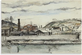 GHUYTKN PAUL DELVAUX Usines Sur Le Bord De Meuse À Huy High-Definition Spray-Painted Oil Paintings for Versatile Decor - Home & Commercial Canvas Art Poster And Wall Art Picture Print Modern Family Be
