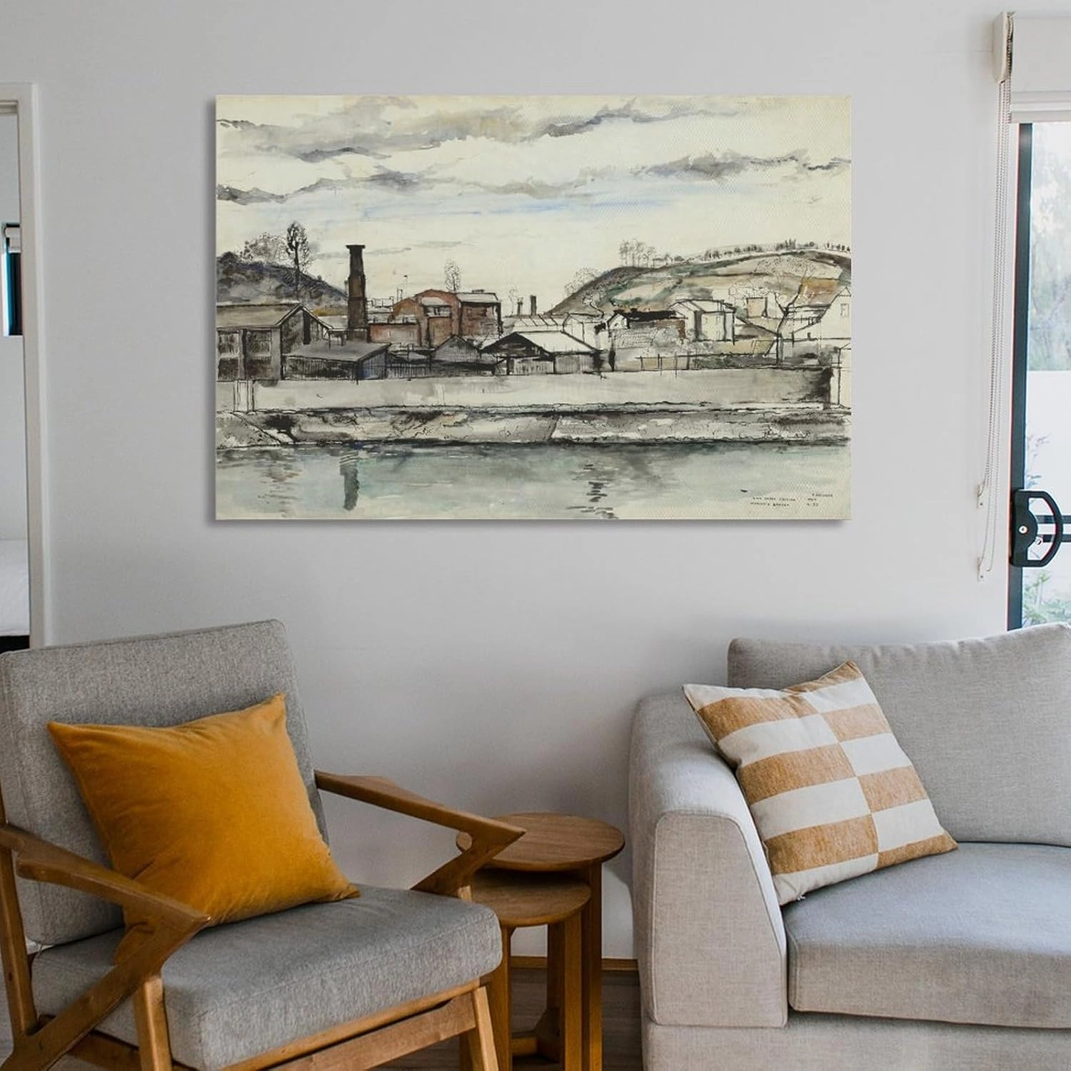 GHUYTKN PAUL DELVAUX Usines Sur Le Bord De Meuse À Huy High-Definition Spray-Painted Oil Paintings for Versatile Decor - Home & Commercial Canvas Art Poster And Wall Art Picture Print Modern Family Be