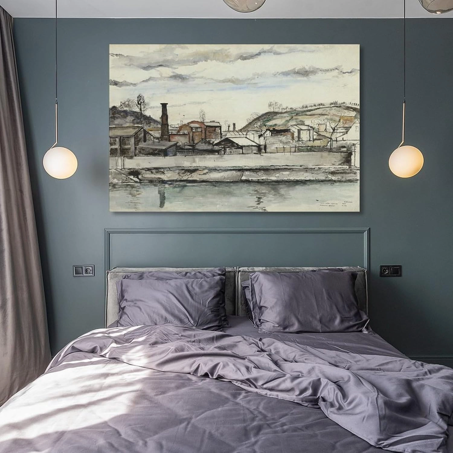 GHUYTKN PAUL DELVAUX Usines Sur Le Bord De Meuse À Huy High-Definition Spray-Painted Oil Paintings for Versatile Decor - Home & Commercial Canvas Art Poster And Wall Art Picture Print Modern Family Be