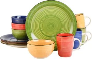 Gibson Home Vibes Dinnerware Set, Service for 4 (12pcs), Assorted Colors