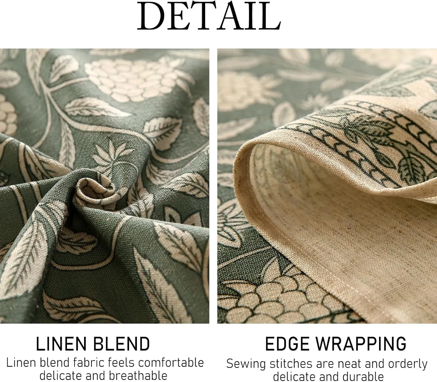 Grayish Green Square Tablecloth,Linen Table Cloth with Light White Flowers Pattern,Heavy Durable Table Cover for Dining Thanksgiving Kitchen Decor Party Banquet Christmas,55"*55"