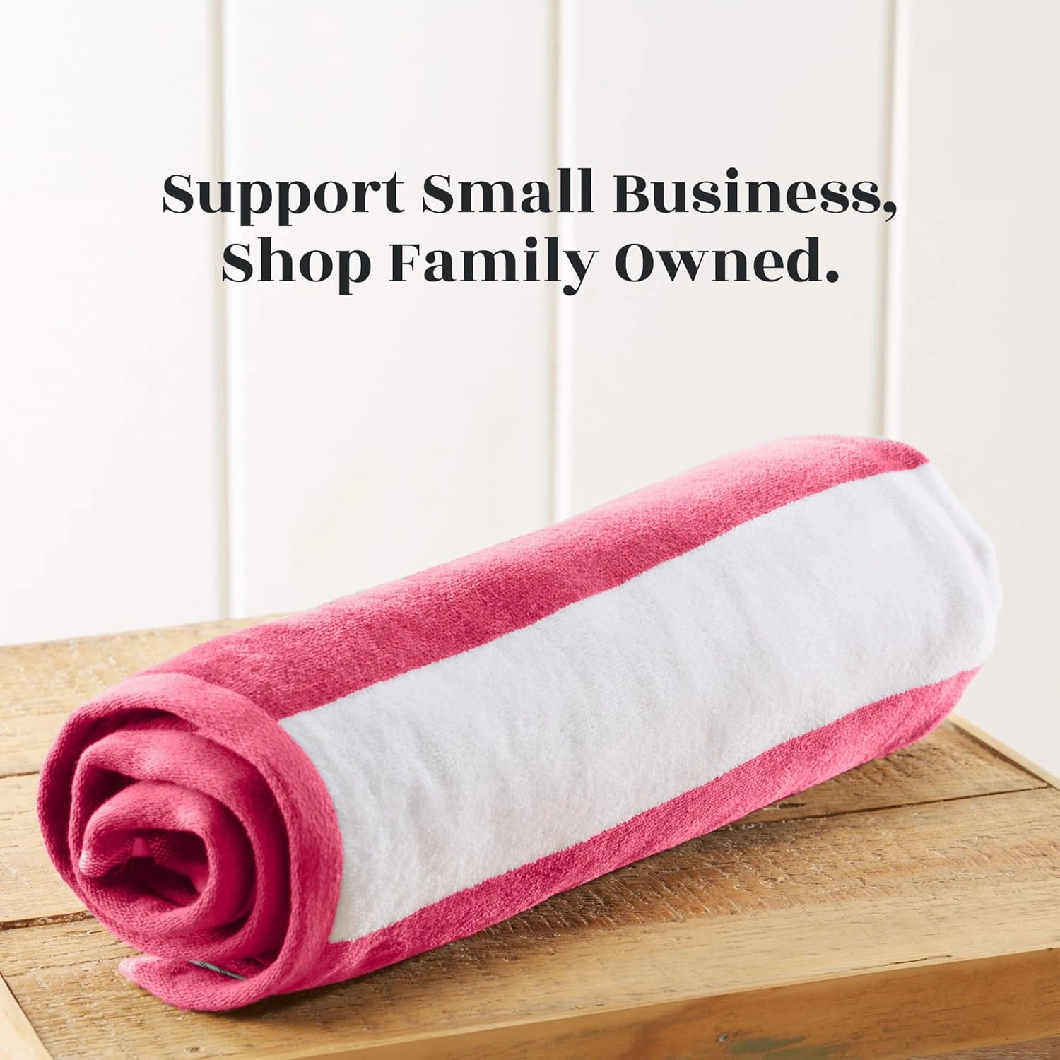Great Bay Home 100% Cotton Velour 4 Pack Beach Towels 30" x 60" - Bright Pink Cabana Stripe Pool Towels - Quick Dry, Large Swim Towels