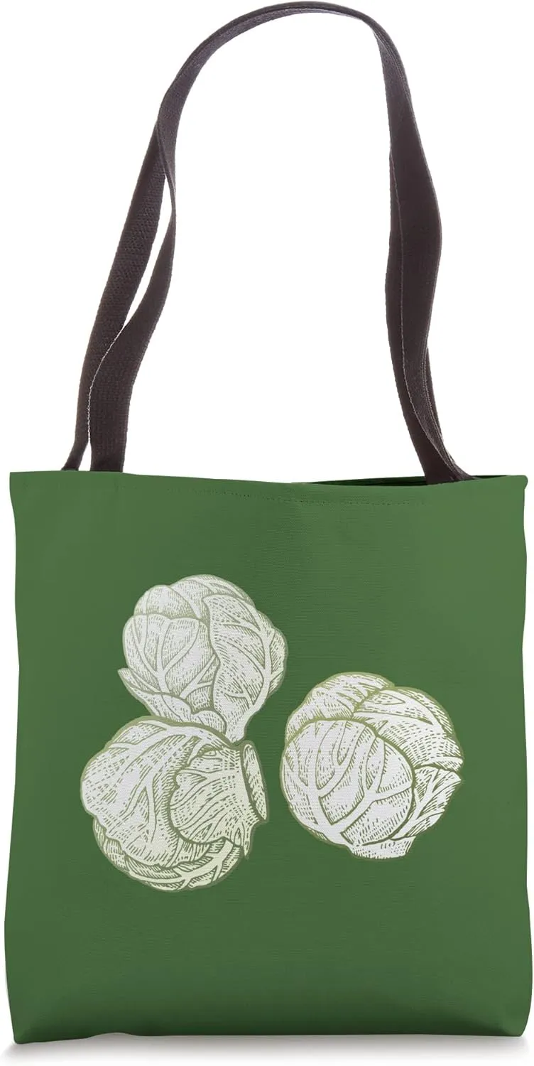 Green Vegetable Retro Vintage Drawing Art - Brussels Sprouts Tote Bag