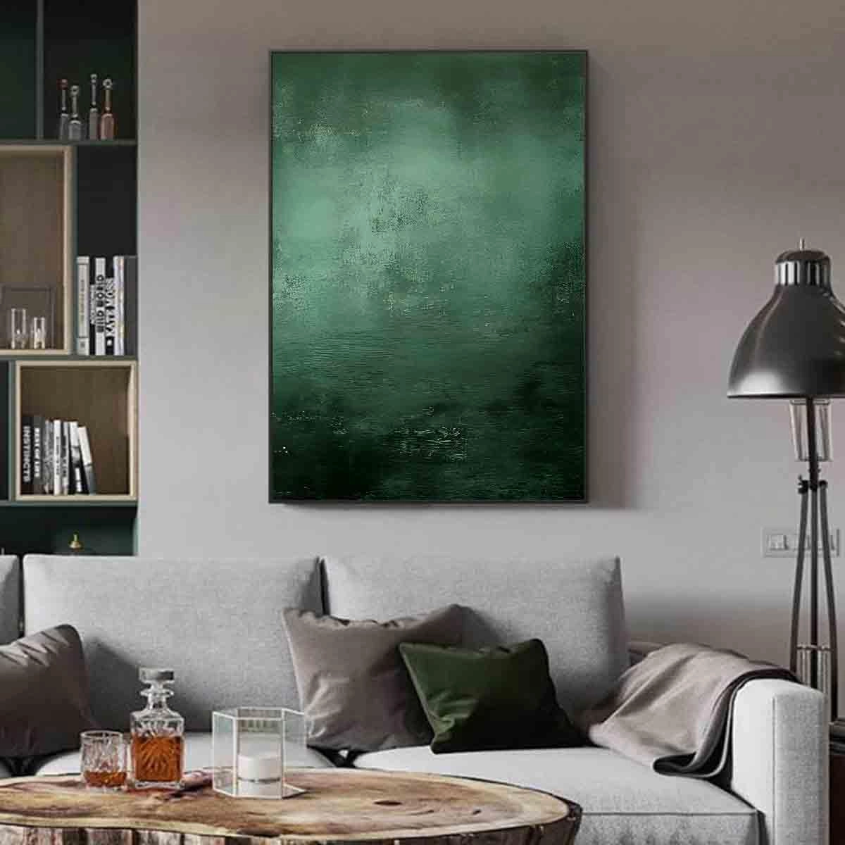 Green And Black Abstract Wall Art Canvas Dark Green Abstract Sage Green Picture Large Green Paintings Dark Emerald Green Pictures Minimalist Modern Abstract Painting Nordic Decor 16x24inch No Frame