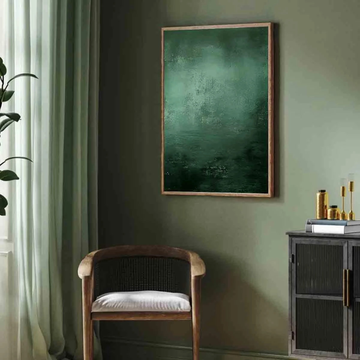 Green And Black Abstract Wall Art Canvas Dark Green Abstract Sage Green Picture Large Green Paintings Dark Emerald Green Pictures Minimalist Modern Abstract Painting Nordic Decor 16x24inch No Frame