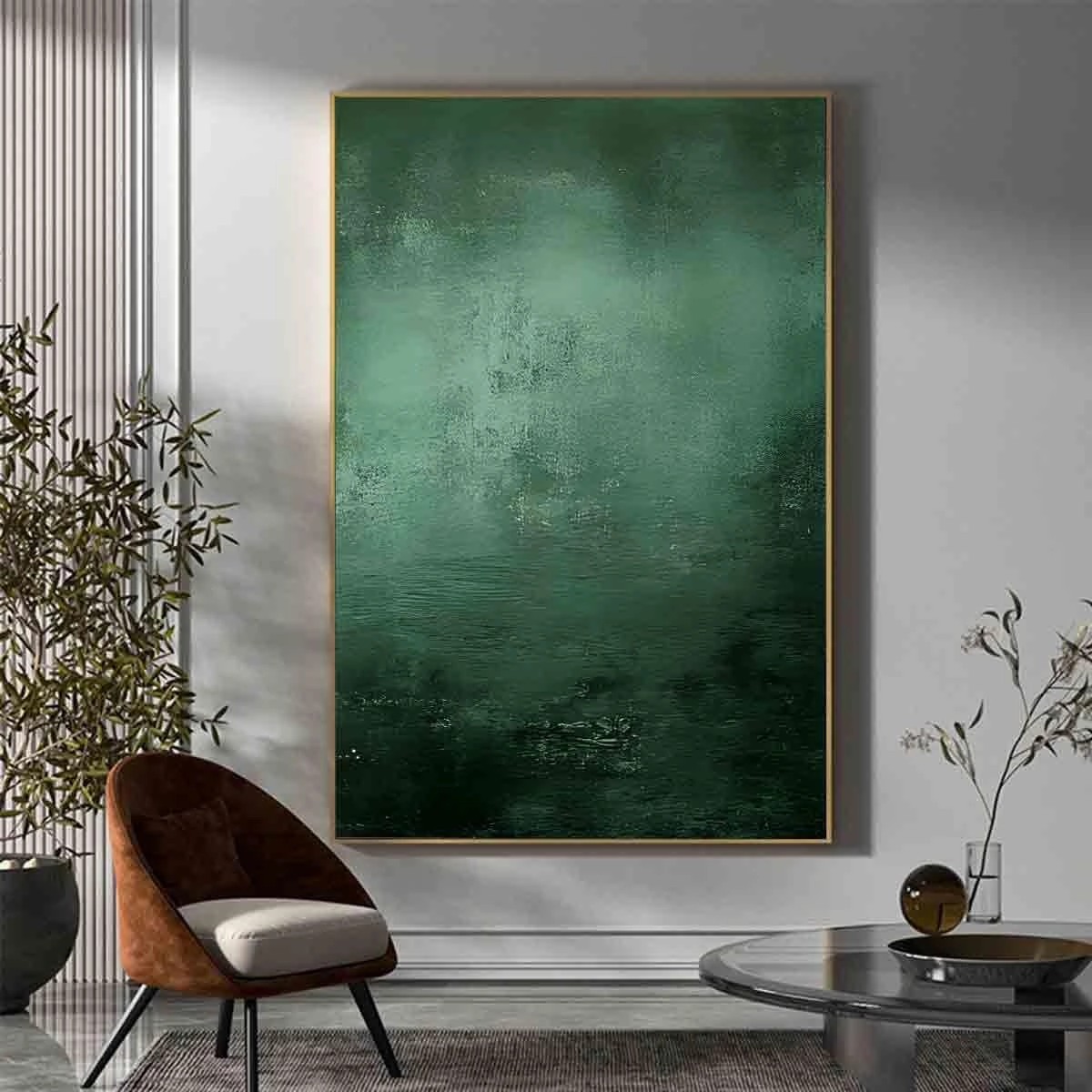 Green And Black Abstract Wall Art Canvas Dark Green Abstract Sage Green Picture Large Green Paintings Dark Emerald Green Pictures Minimalist Modern Abstract Painting Nordic Decor 16x24inch No Frame