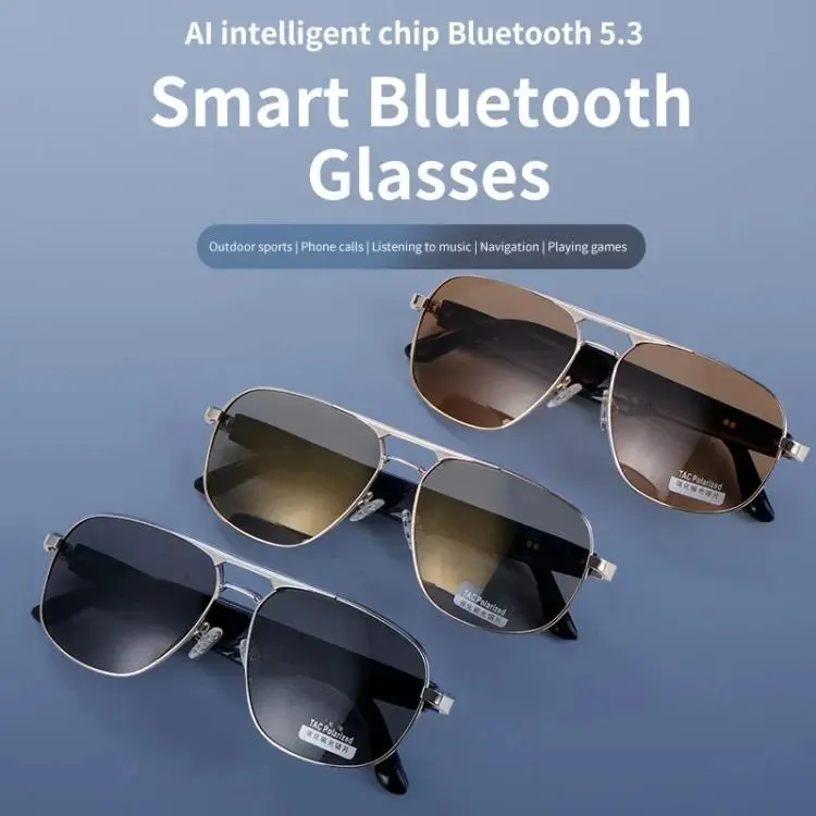 GS02 Smart Glasses, Support Voice Assistant / Bluetooth Call / Remote Control Photography(Silver)