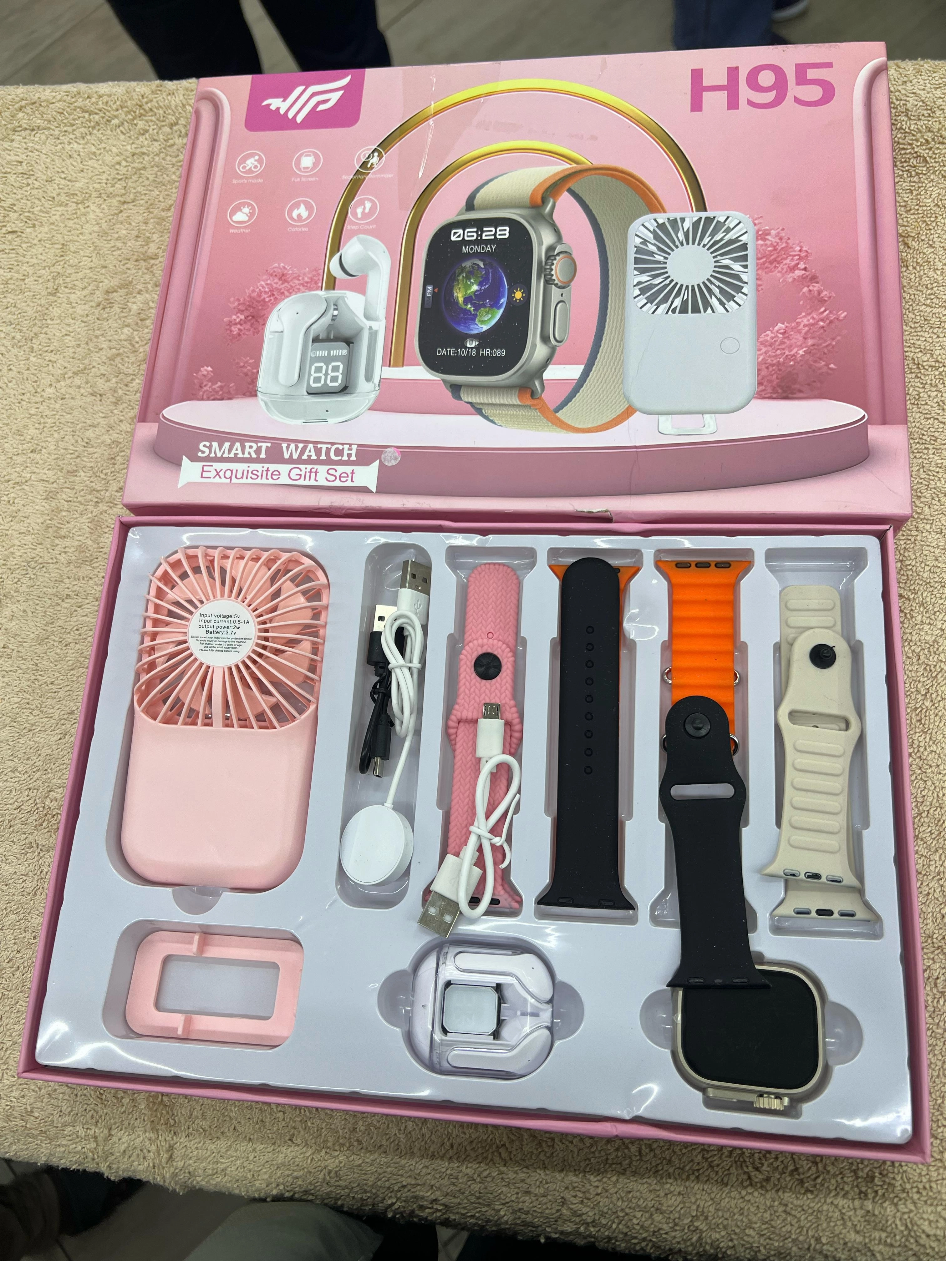 H95 Smartwatch Exquisite Gift Set with Wireless Earbuds & Mini Fan