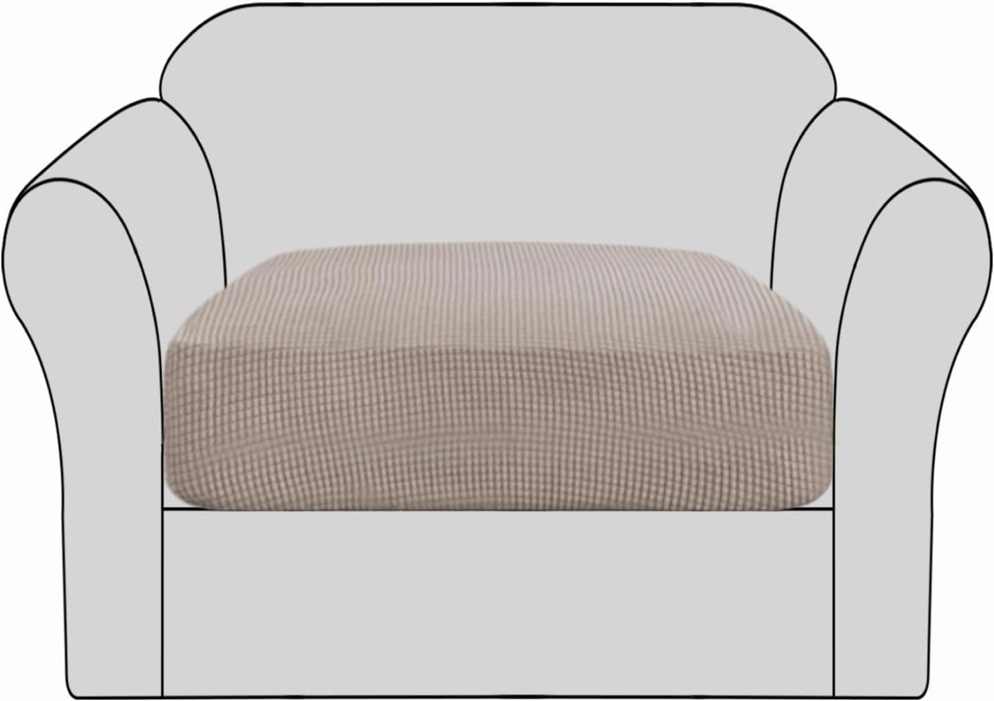 H.VERSAILTEX High Stretch Individual Seat Cushion Covers Sofa Slipcovers Couch Cushion Covers Sofa Covers Featuring Jacquard Textured Twill Fabric (1 Pack for 1 Cushion Chair, Sand, Small)