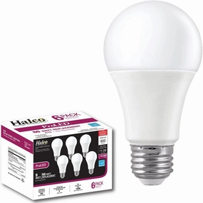 Halco 82071 9 Watt LED A19 2700K 120V 82 CRI Medium (E26) Base White Bulb (A19FR9/827/ECO/LED)
