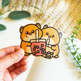 Hamster and Boba Bamboo Sticker
