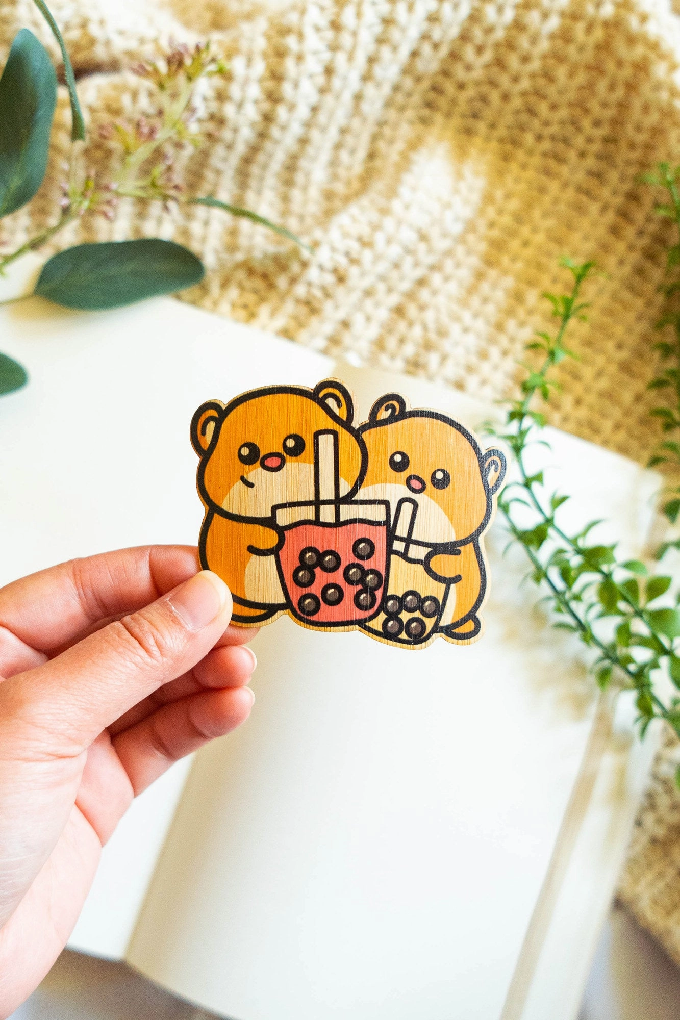 Hamster and Boba Bamboo Sticker
