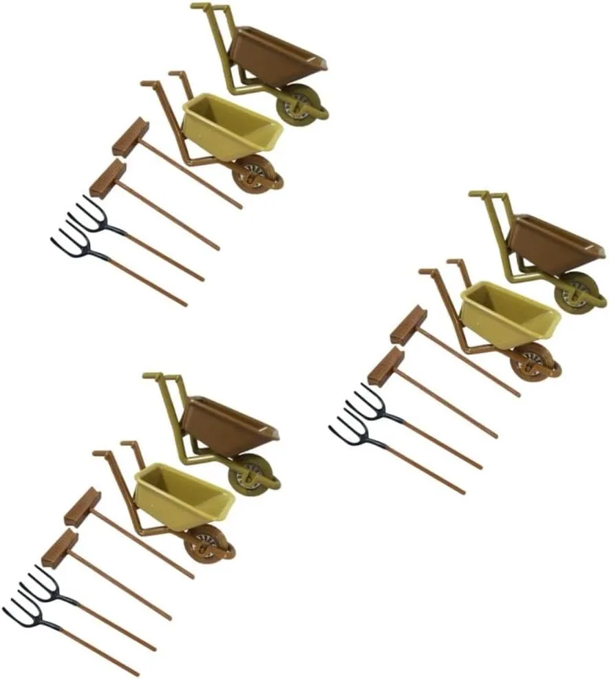 HANABASS 2 Sets Miniature Farm Tools of Decorative Mini House Accessories Wear Resistant Material for Miniature Crafts and Dollhouse Decor Collection