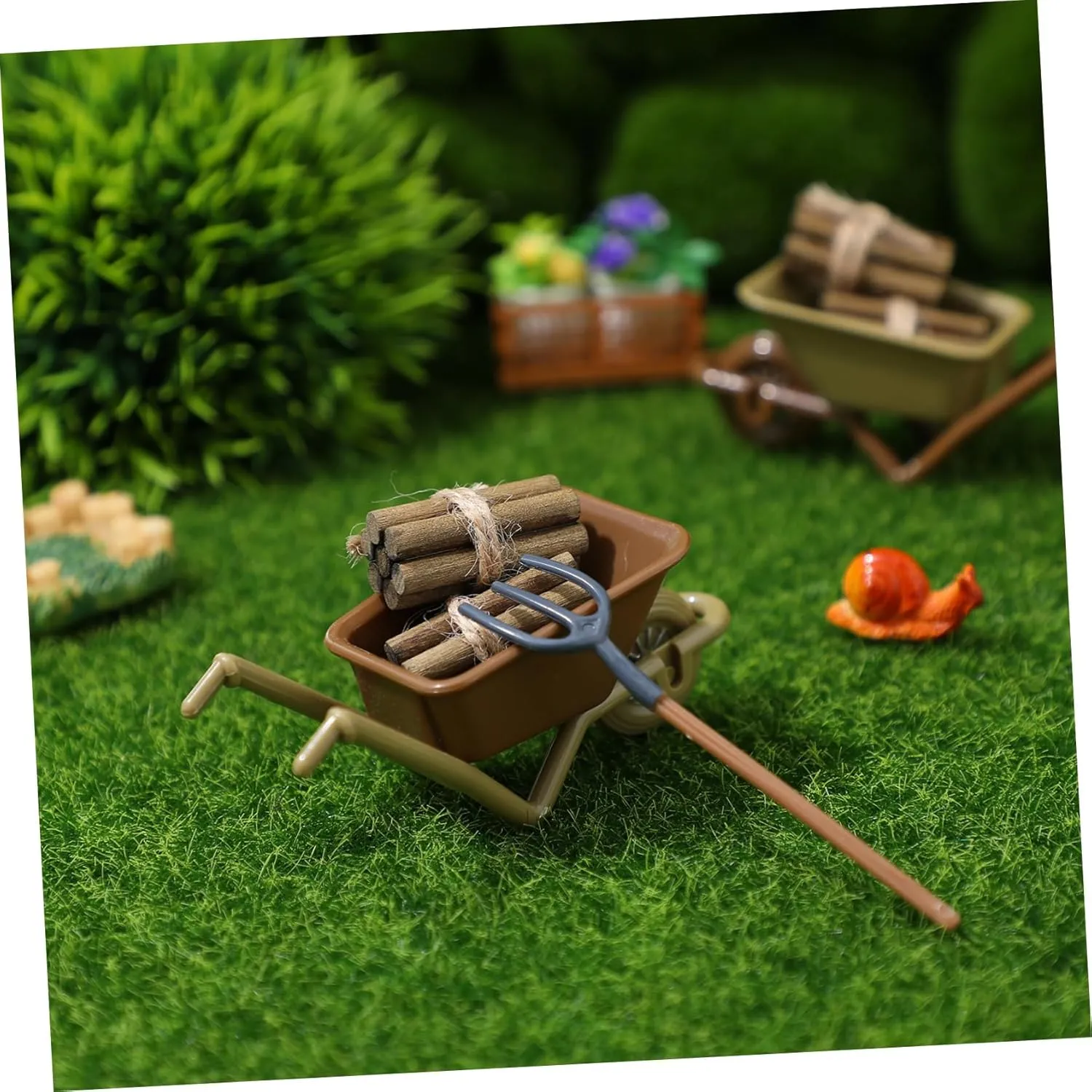 HANABASS 2 Sets Miniature Farm Tools of Decorative Mini House Accessories Wear Resistant Material for Miniature Crafts and Dollhouse Decor Collection