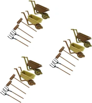 HANABASS 2 Sets Miniature Farm Tools of Decorative Mini House Accessories Wear Resistant Material for Miniature Crafts and Dollhouse Decor Collection