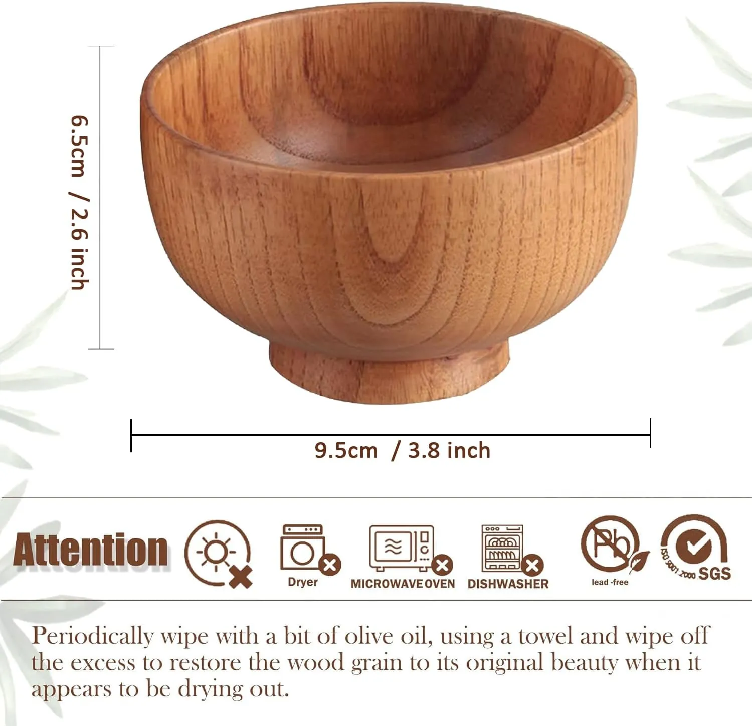 Handmade Wood Bowls, Jujube Wooden Japanese Bowls for Rice, Soup, Dip, Salad, Tea, Decoration 4 Sets (3.8 IN)