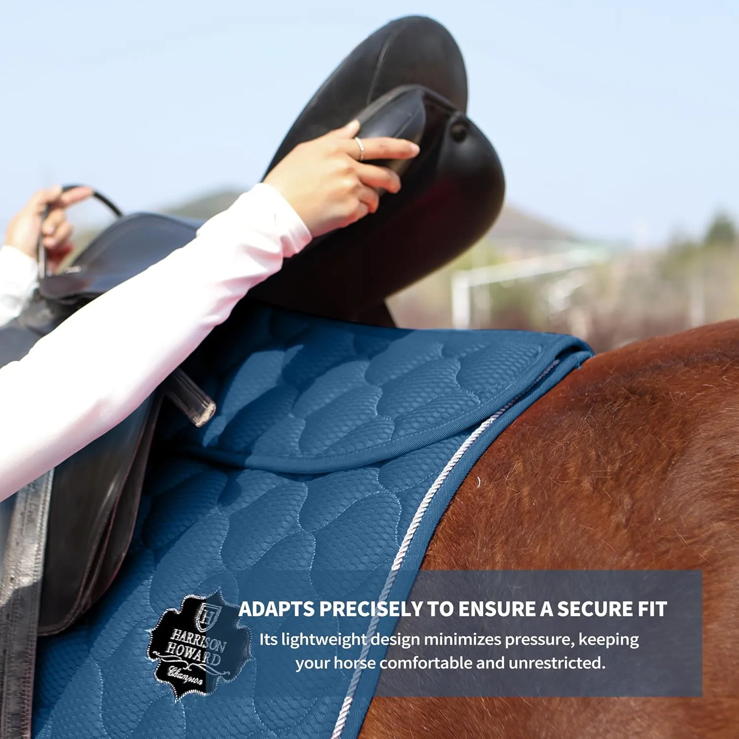 Harrison Howard Mesh Riding Half Pad for English Saddle Comfortable Cushioning Reduce Pressure on Horse’s Back