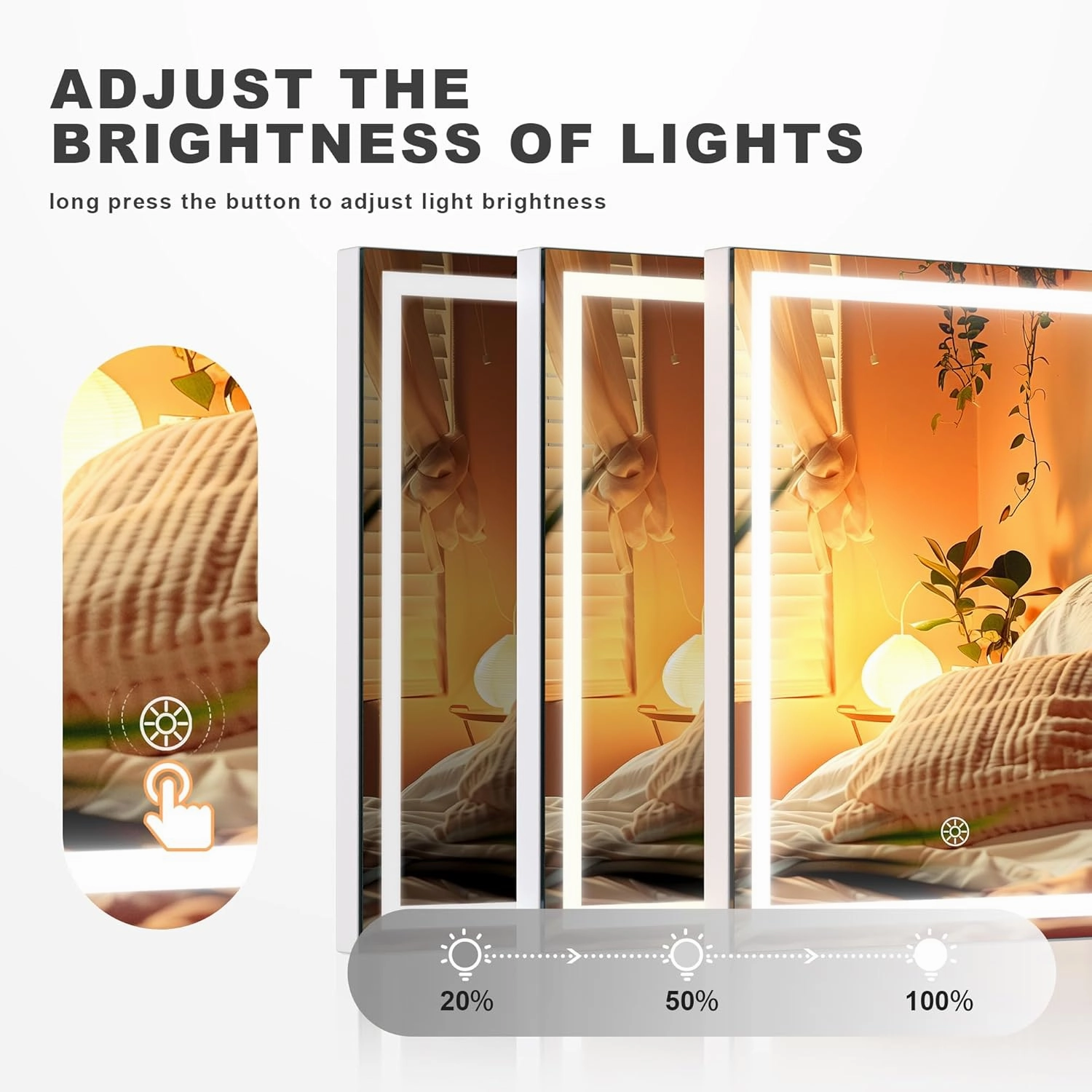Hasipu Vanity Mirror with Lights and Bluetooth Speaker, 11.4" x 13.8" LED Makeup Mirror with 10X Magnification, Smart Touch 3 Colors Dimmable, Brightness Adjustment, 360° Rotation, White