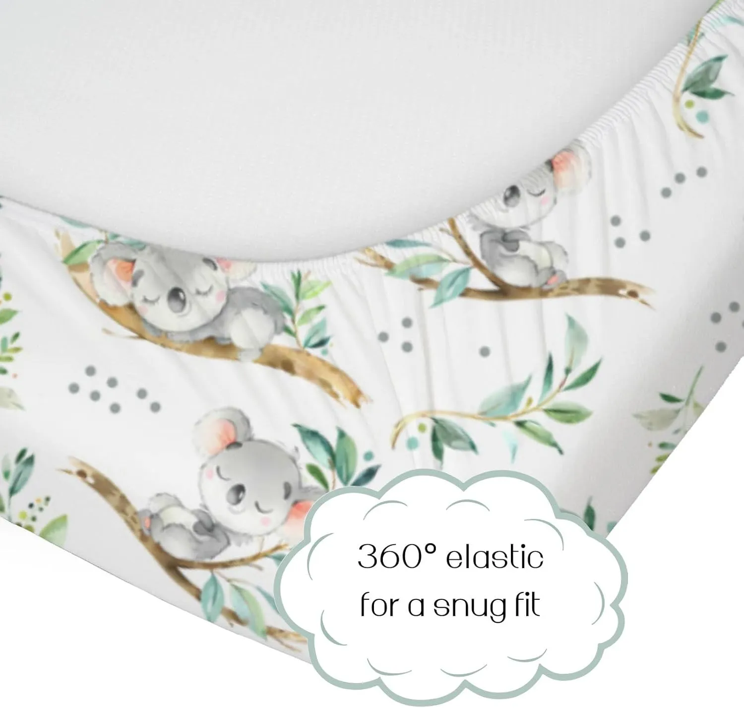 HawSkgFub Koala Bear Leaf Fitted Standard Crib Sheet for Baby Boy Girl, Neutral Australian Animal Toddler Mattress Cover, Soft Breathable Stretchy Nursery Bed Sheets Decor Kids Gift 52" x 28"