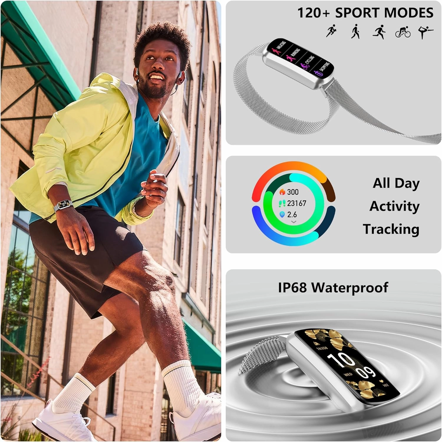 Health Fitness Tracker, Smart Watch with 24/7 Heart Rate and Blood Pressure Monitor, Activity Tracker with Blood Oxygen, 120 Sport Mode Waterproof Sleep Tracker for Women Men