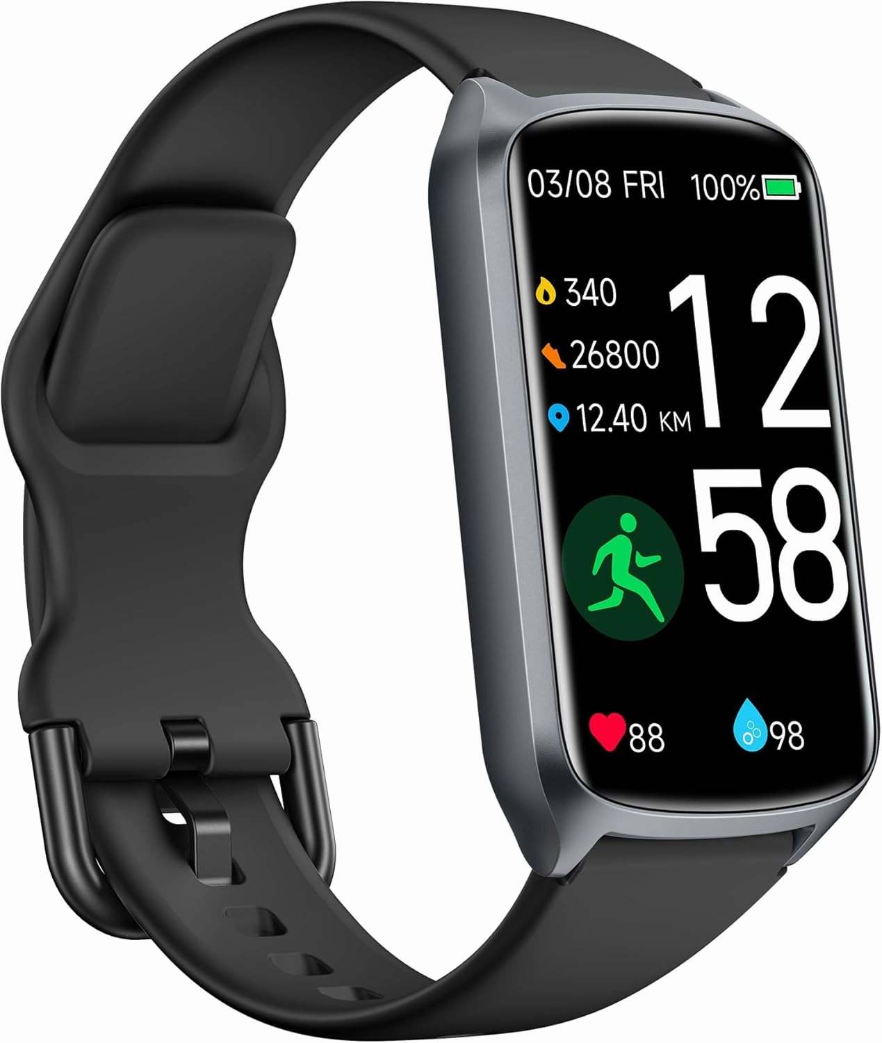 Health Fitness Tracker with 24/7 Heart Rate, Blood Oxygen, Blood Pressure, Sleep Tracker, 5ATM Waterproof Activity Trackers with Step Tracker, Pedometer (S & L Bands Included)
