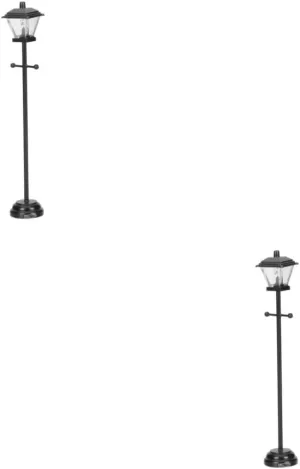 Hemoton 2pcs Street Lamp Model for Dollhouse Battery Powered Decorative Floor Light Chic Mini House Scene Adornment for Boys and Girls Adults Realistic Interior Decoration